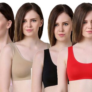 Women’s Combo Non-Padded Full Coverage Broad Straps Seamless & Stretchable Sports Air Bra [ Nari 0013]