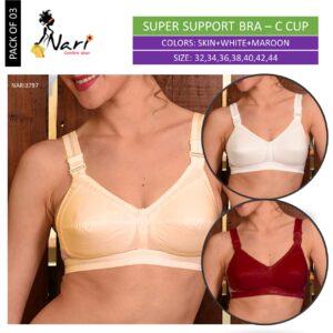 Super Support Cotton Bra Color C-Cup Pack of 03 NARI 3797