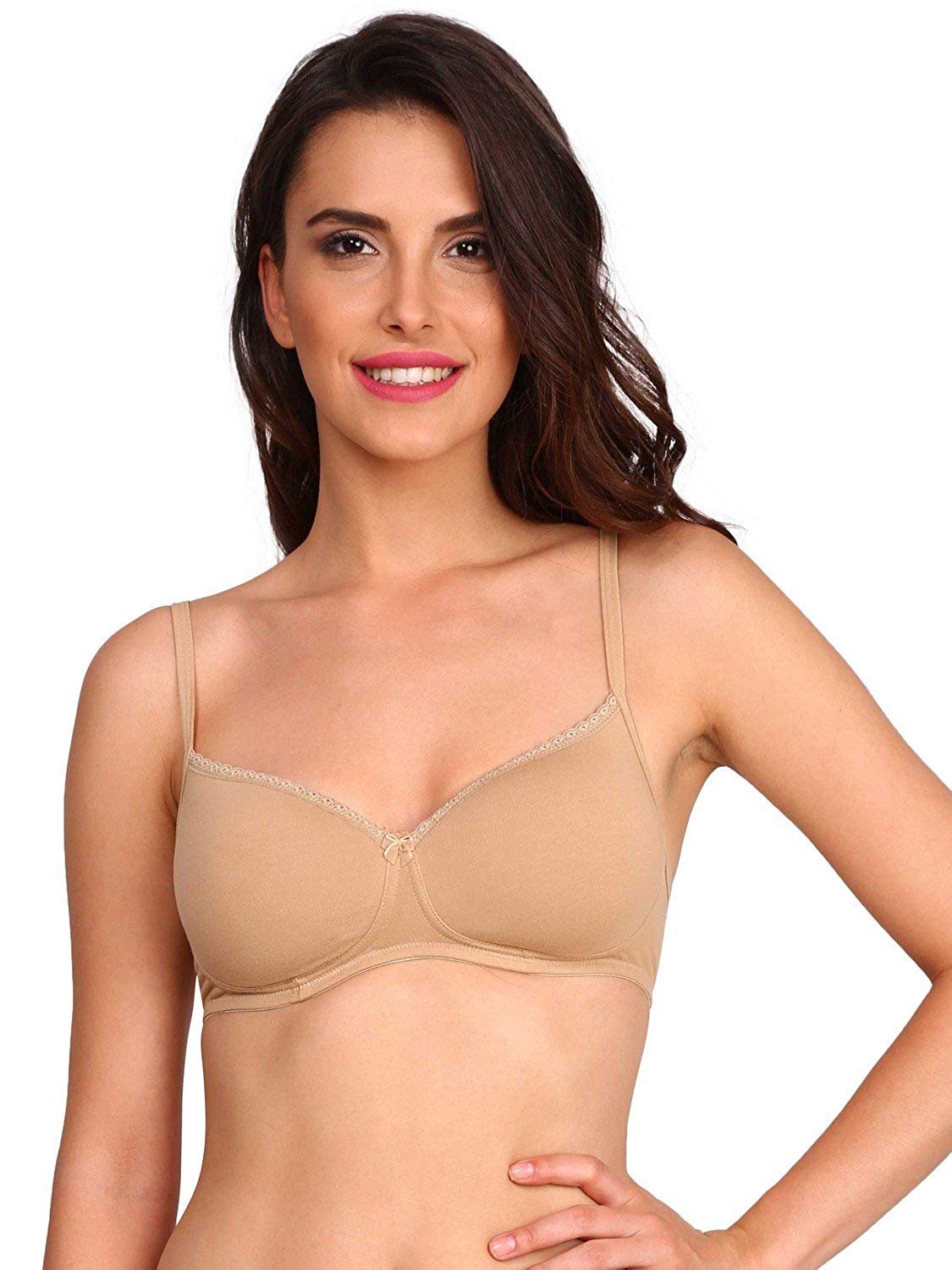 Groversons Paris Beauty by Fancy Non padded non wired full coverage plus  size bra with fancy lace (Skin) Women Full Coverage Non Padded Bra - Buy  Groversons Paris Beauty by Fancy Non