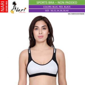 Buy Dermawear SB-1101 Padded Non-Wired Sports Bra - Black Grey Online