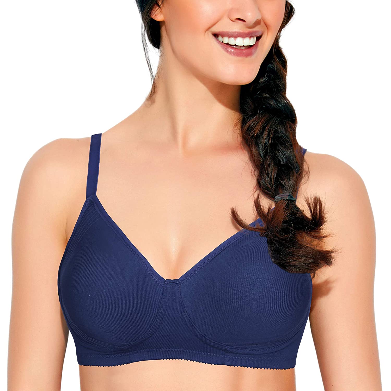 Enamor Non-Wired Racerback Strap Non Padded Womens Every Day Bra (Sky Blue,  34D)
