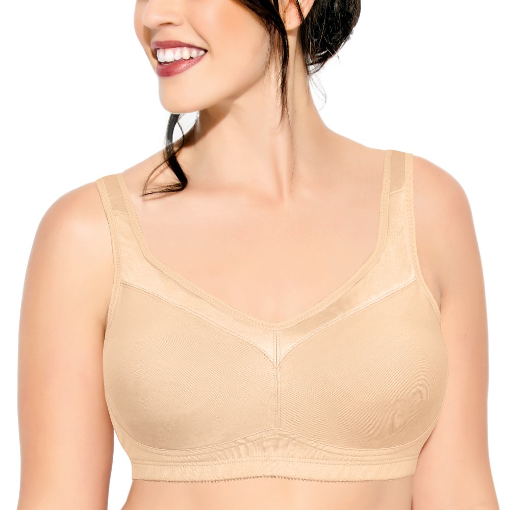 Enamor A112 Bra Cotton Non-Padded Wirefree Full Coverage- Pale