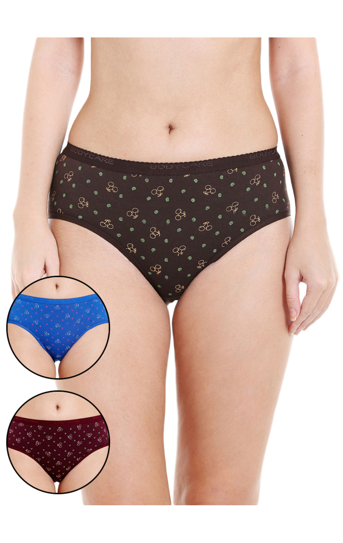 BODYCARE COTTON PRINTED HIPSTER BRIEFS 16000 – PACK OF 03 [ NARI