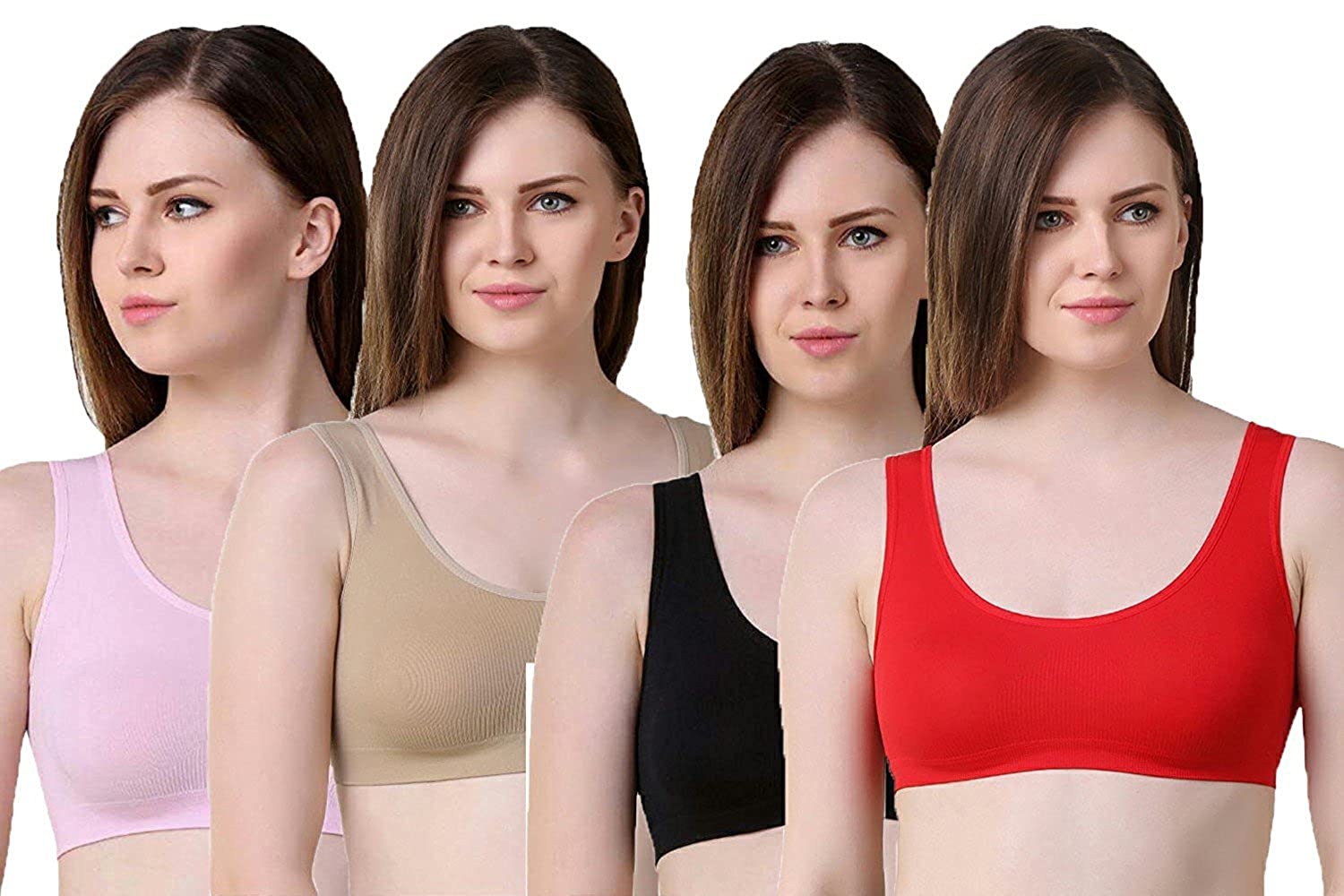 Women's Combo Non-Padded Full Coverage Broad Straps Seamless & Stretchable  Sports Air Bra [ Nari 0013]