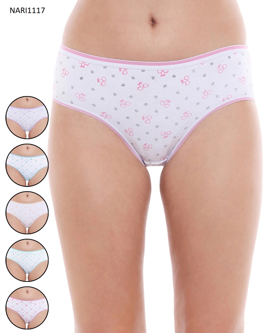 Bodycare women combed cotton printed pink bra & panty set-6448PI