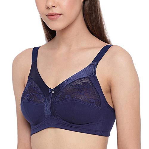Buy ENAMOR Feather Grey Full Support Lace Bra - High Coverage Non