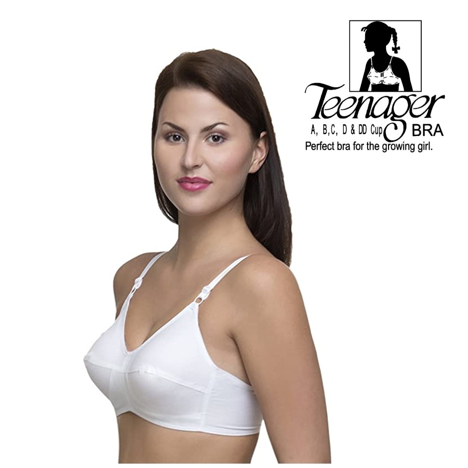 Buy Kalyani Women/Girls Cotton bra with elastic strap in cup size, White  Colour, (40) at