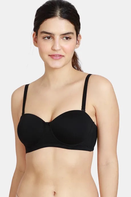 Zivame All That Lace Push Up Wired Low Coverage Strapless Bra-Black