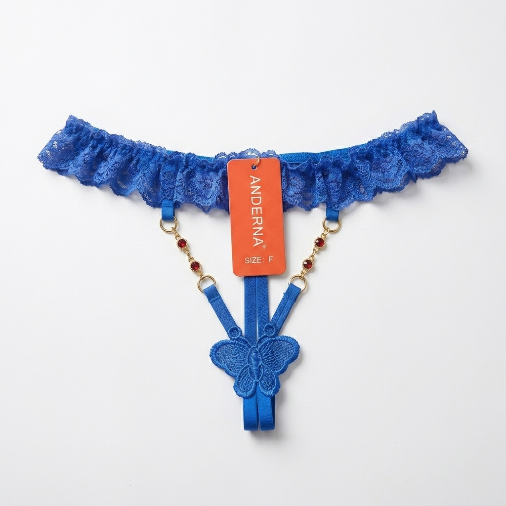 Anderna Butterfly Lace Thong with Decorative Chain Detail – Premium Intimate Wear - Image 3