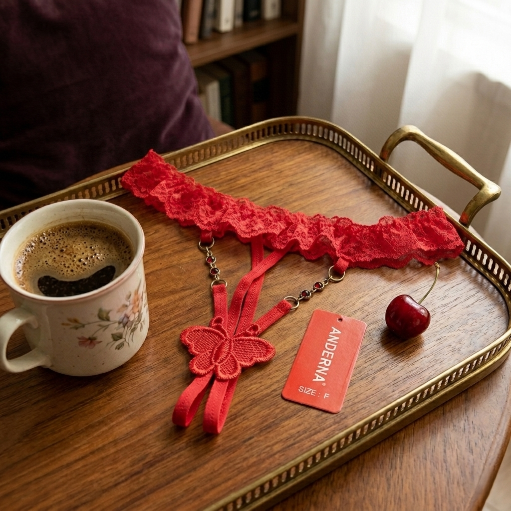 Anderna Butterfly Lace Thong with Decorative Chain Detail – Premium Intimate Wear - Image 5