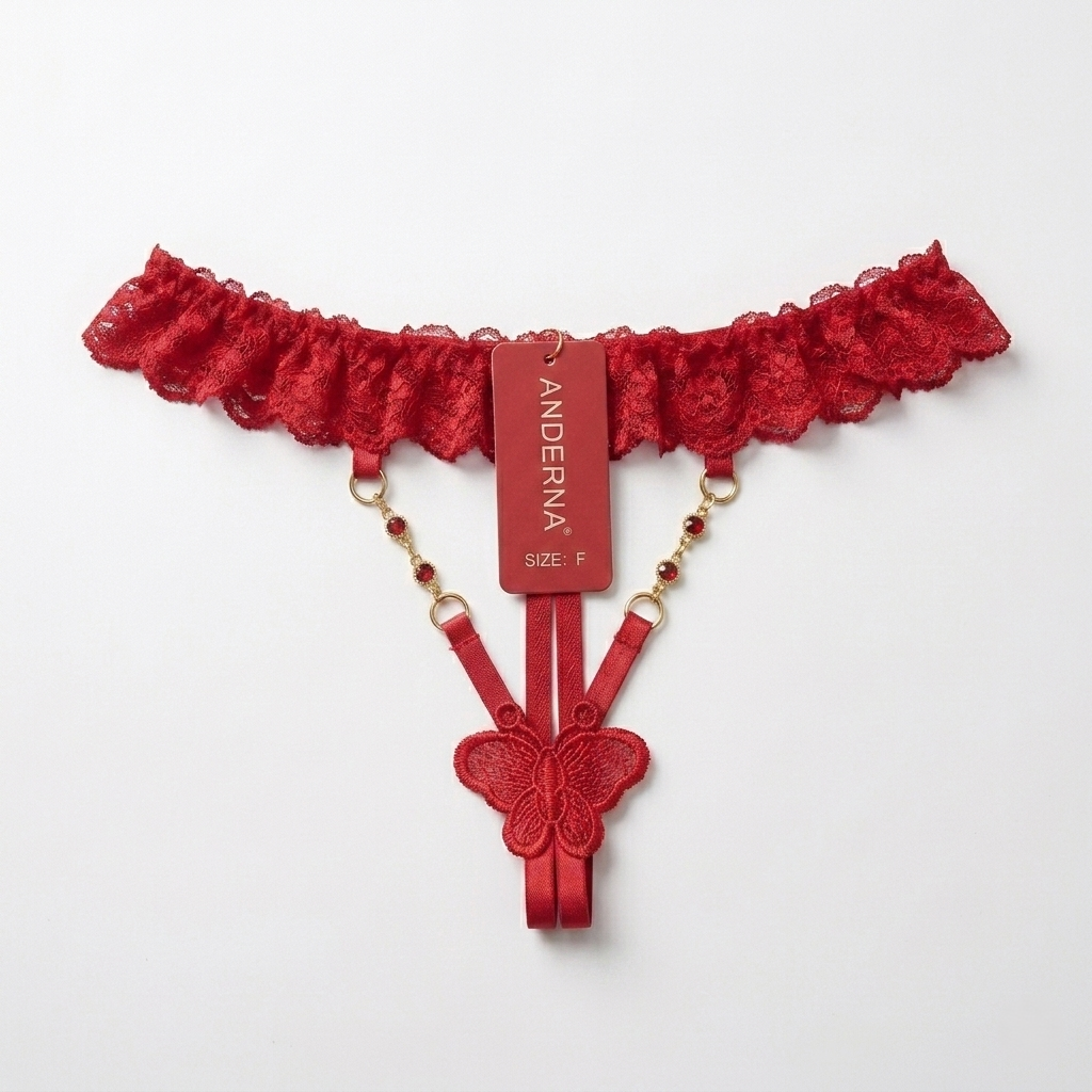 Anderna Butterfly Lace Thong with Decorative Chain Detail – Premium Intimate Wear - Image 4