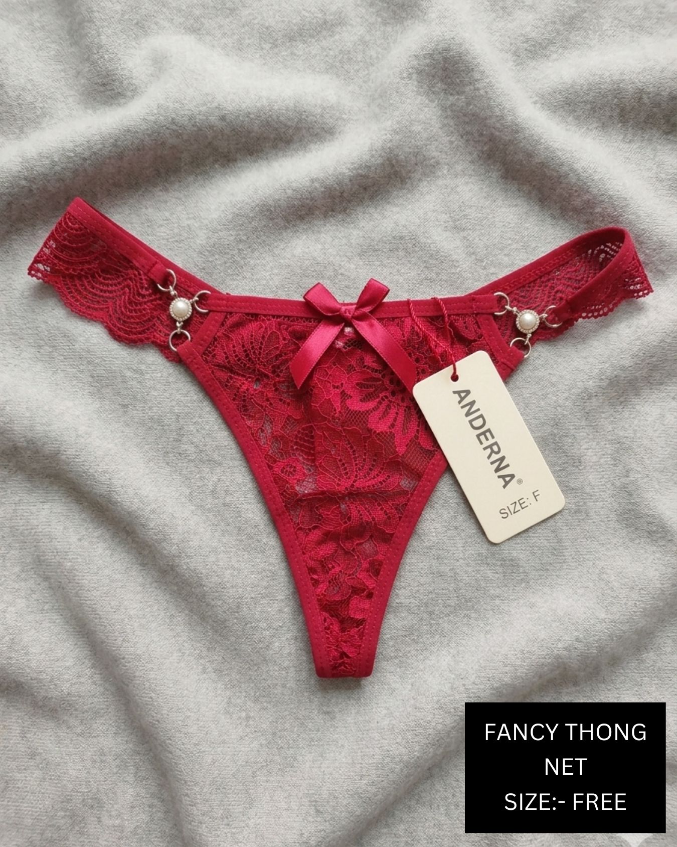 Fancy Net Thong-Maroon