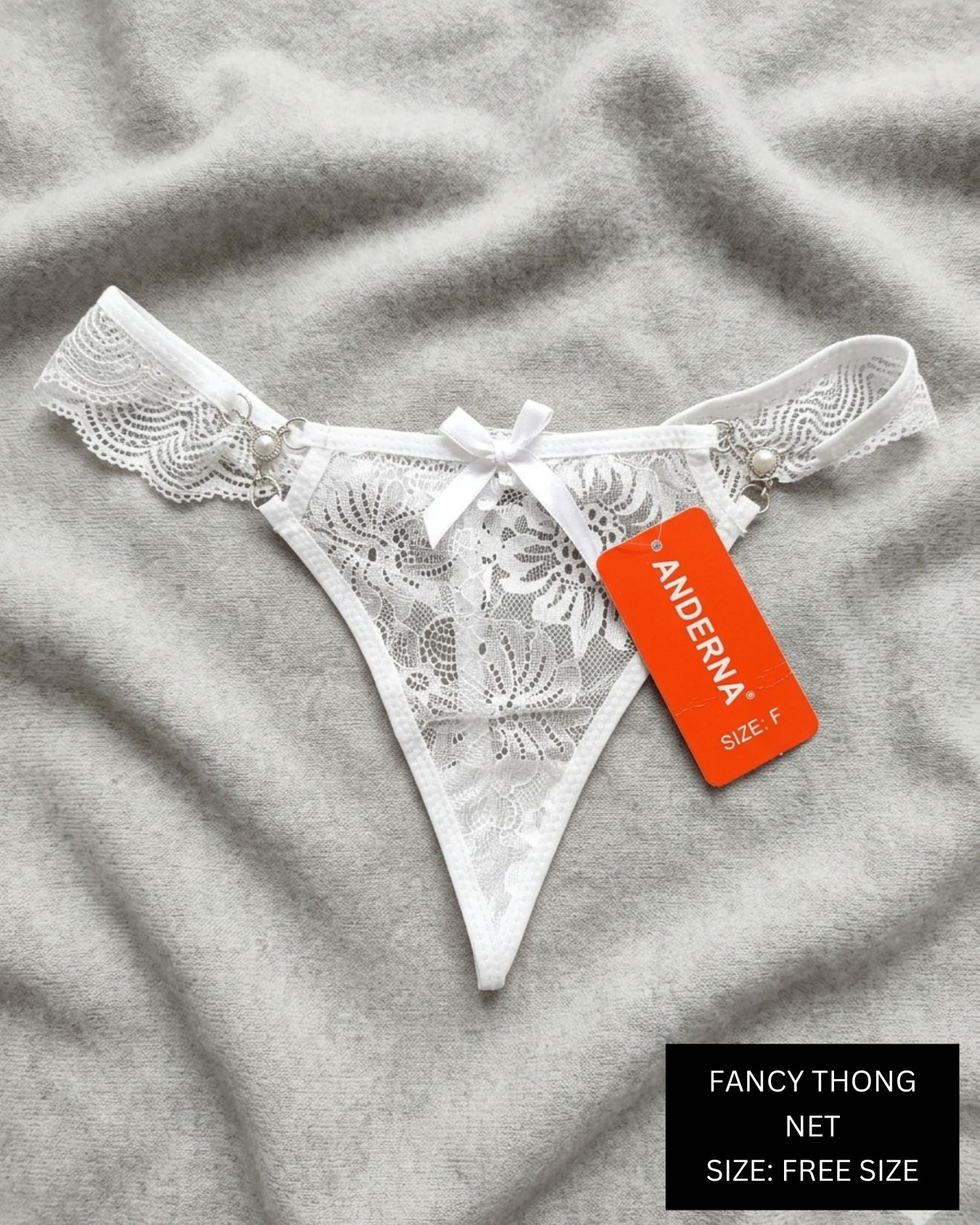 Fancy Net Thong-White